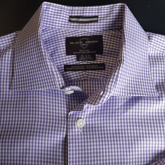 BLACK BROWN 1826 SZ 15.5 Classic Fit Egyptian Cotton Lavendar Button Up Shirt - Picture 1 of 14